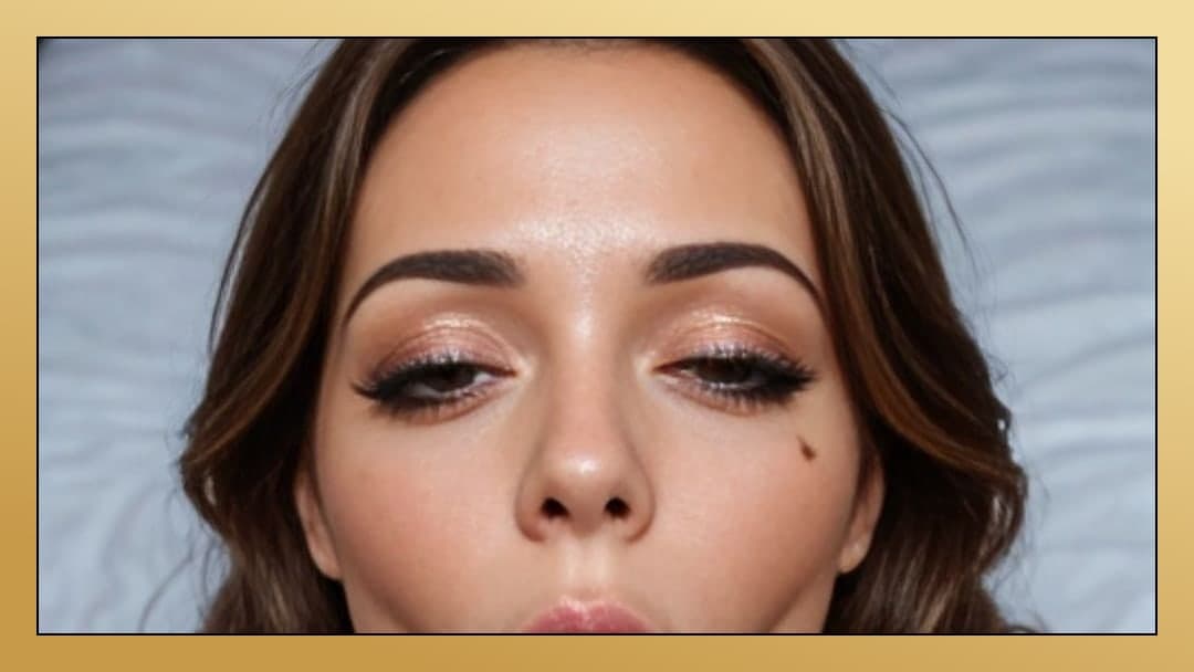 Brunette kiss face close-up