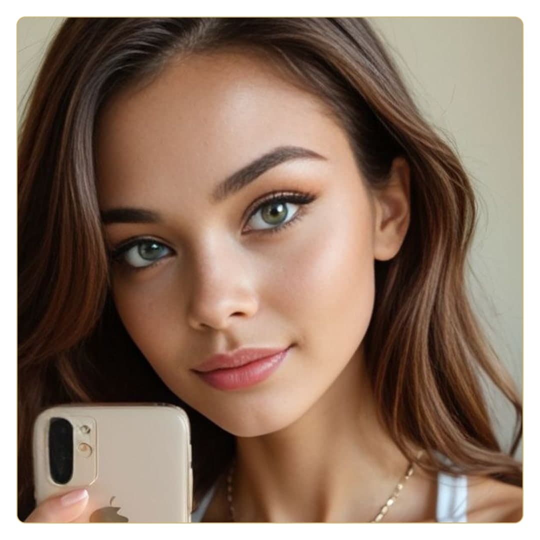 Green eyed brunette selfie