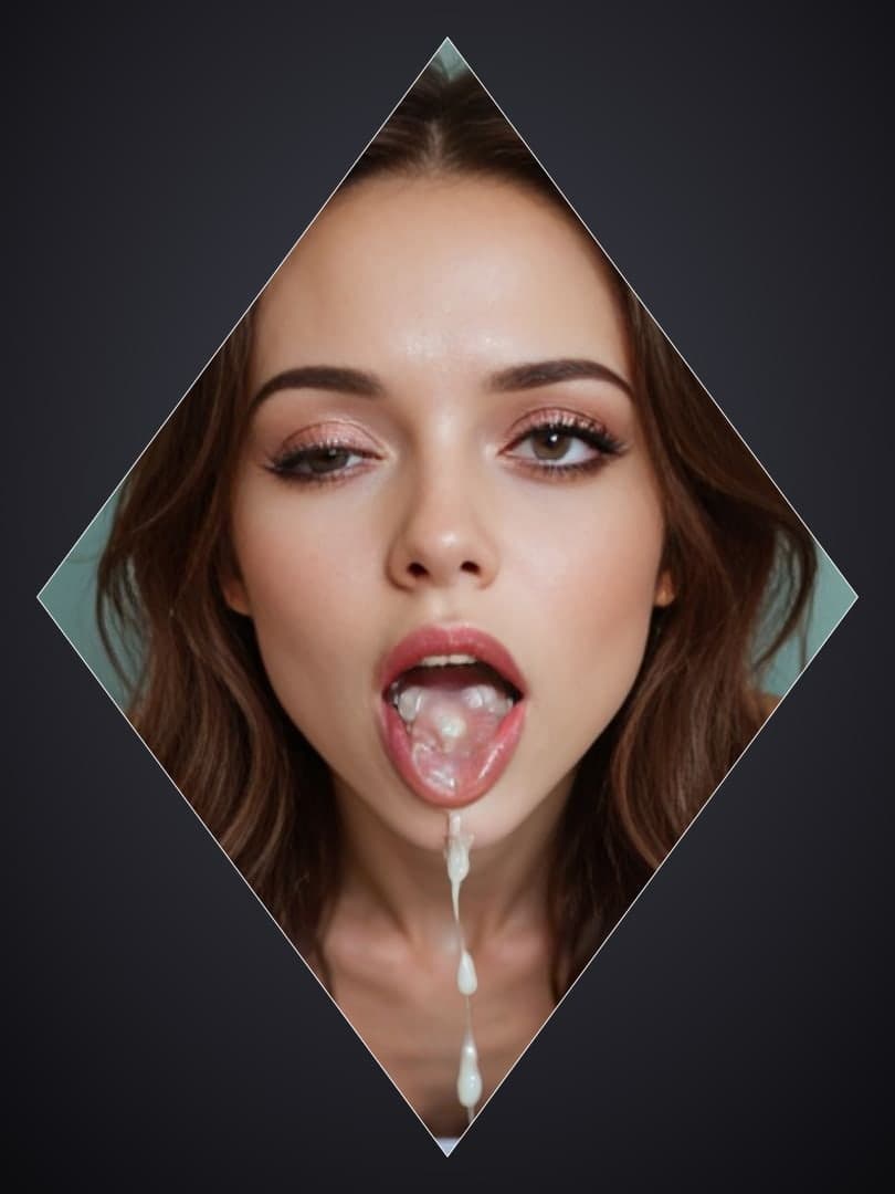 Facial cum on tongue close-up
