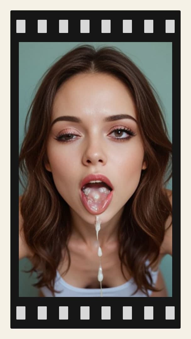 POV cum on tongue close-up