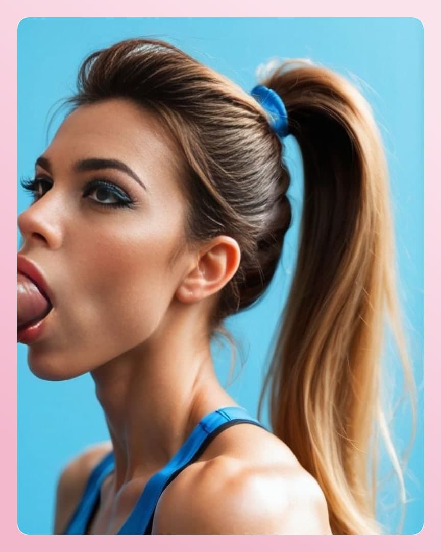 College blonde tongue out selfie