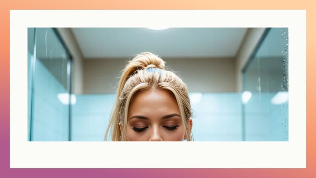 Blonde lashes wet in shower