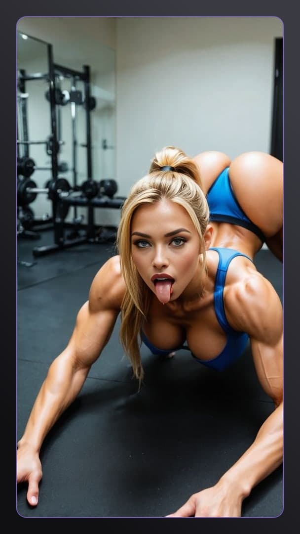Big natural tits gym pose