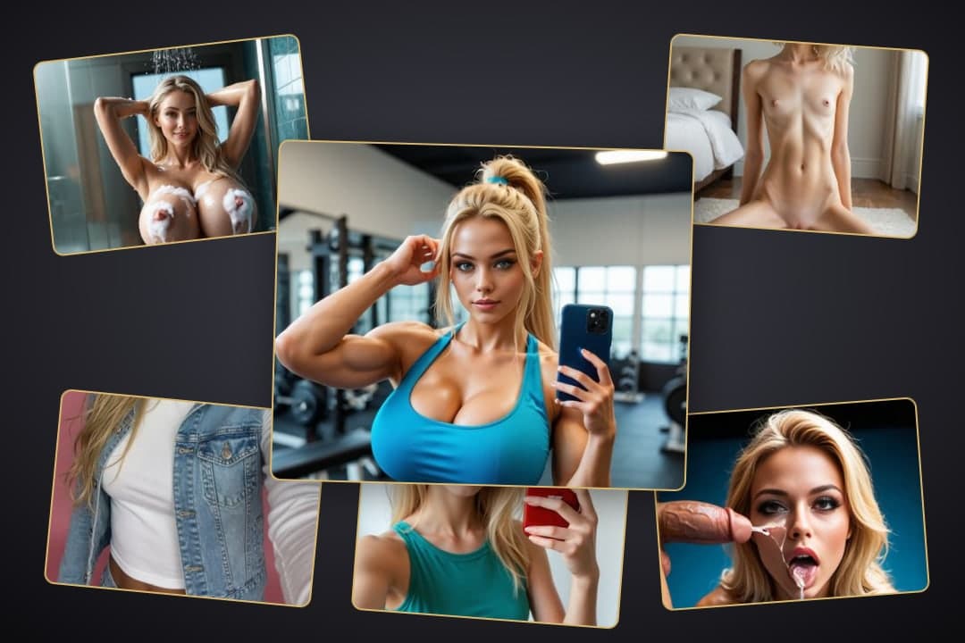 Gym flex selfie in blue tank