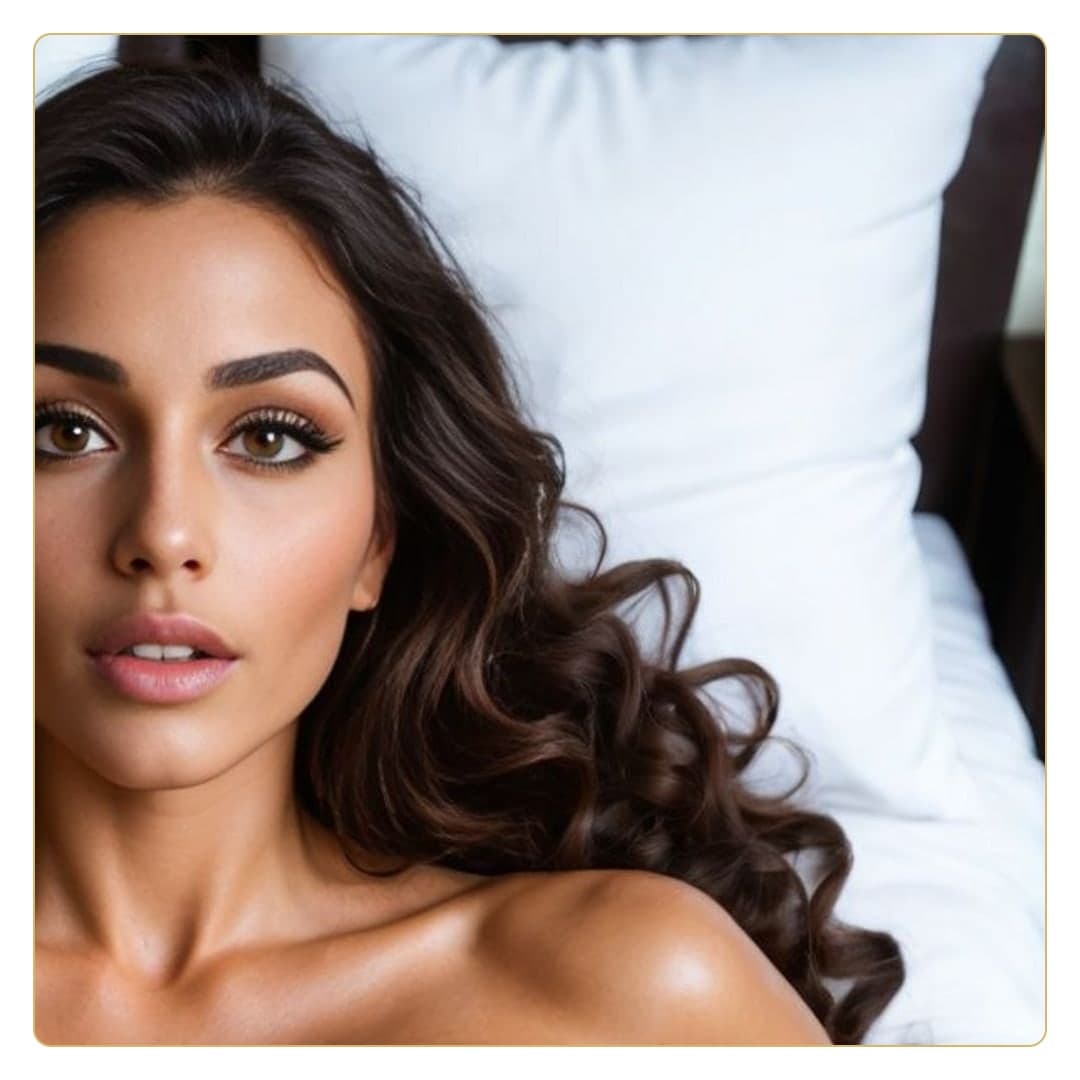 Young Latina topless close-up in bed