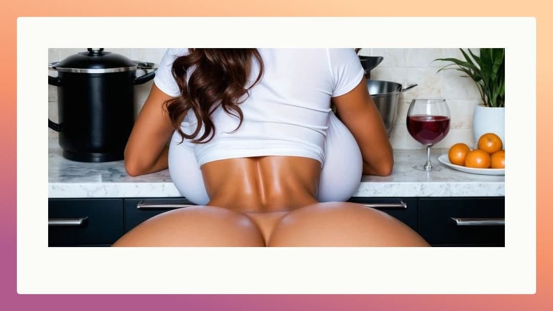 Curvy Latina ass over kitchen counter