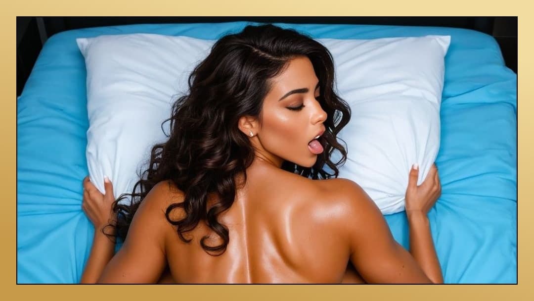 Curvy Latina ass on blue bed