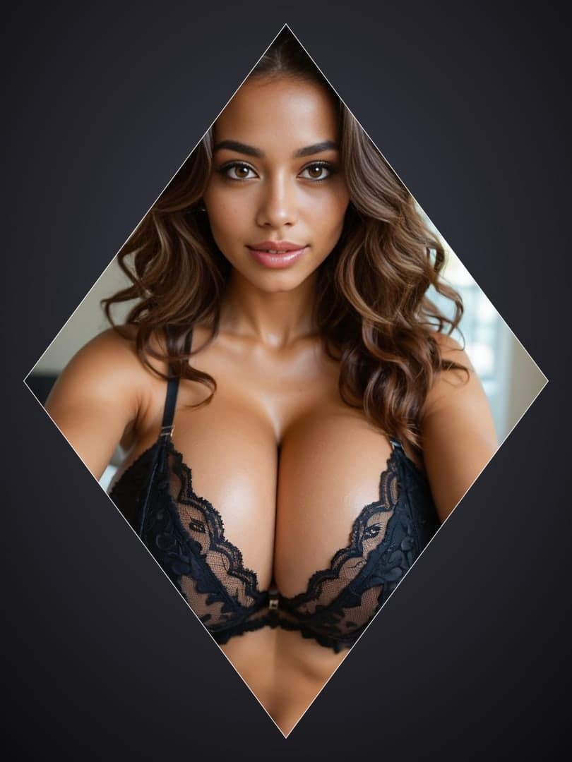 Black lace bra selfie close-up