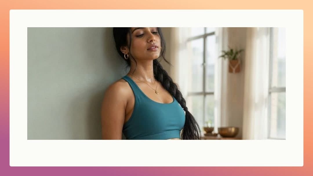 Athletic Indian cleavage in teal sports bra