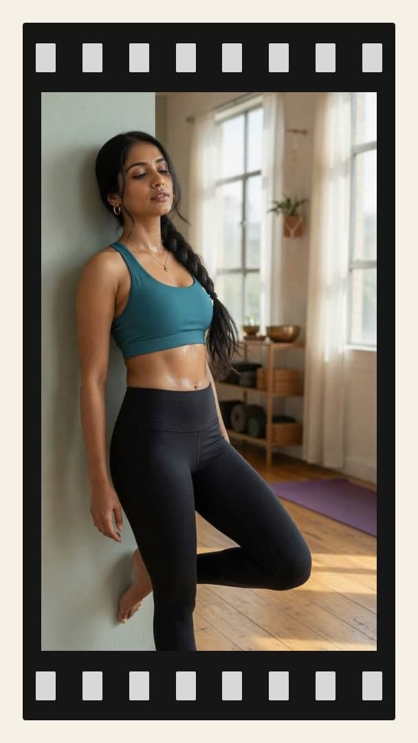 Yoga studio in sports bra