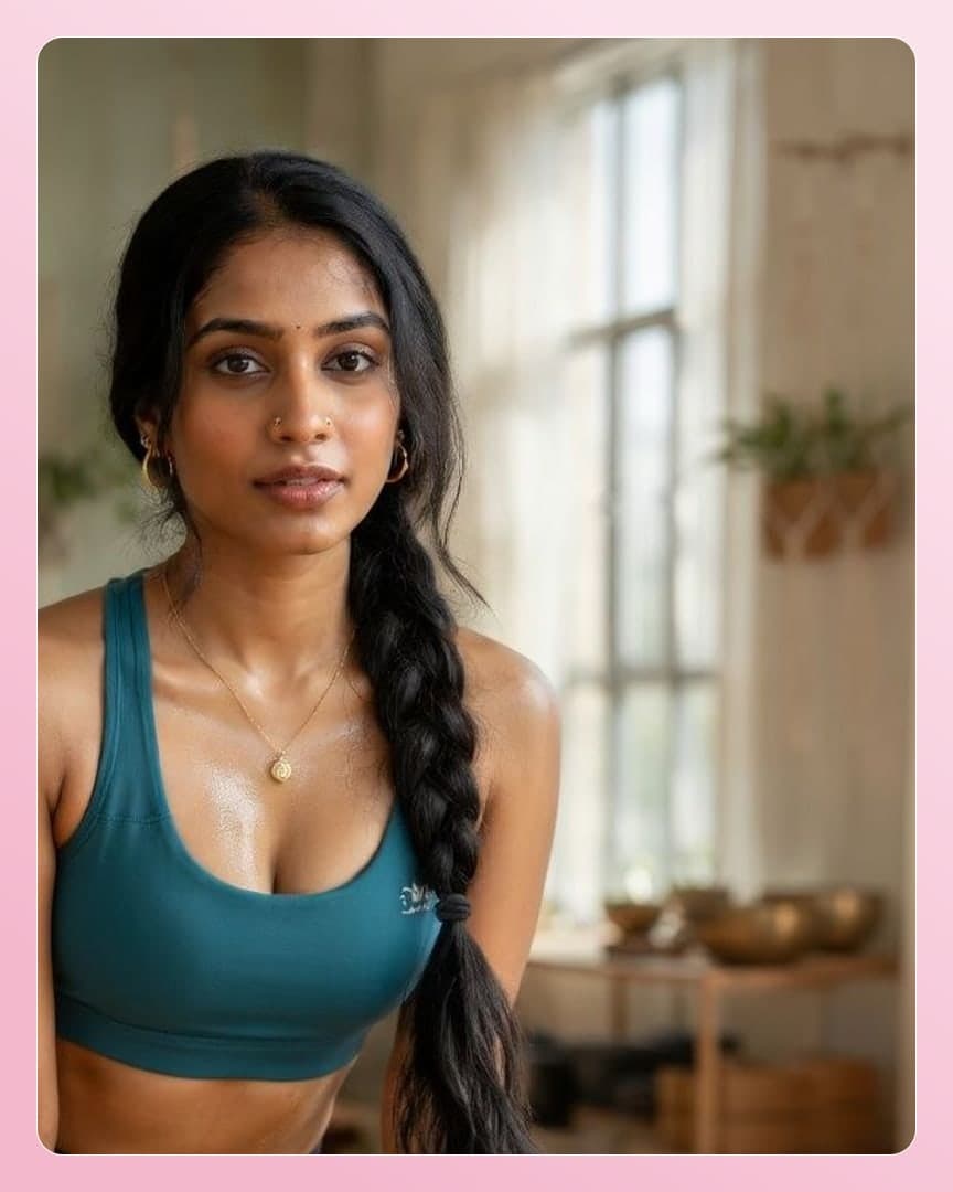 Raven braid cleavage portrait