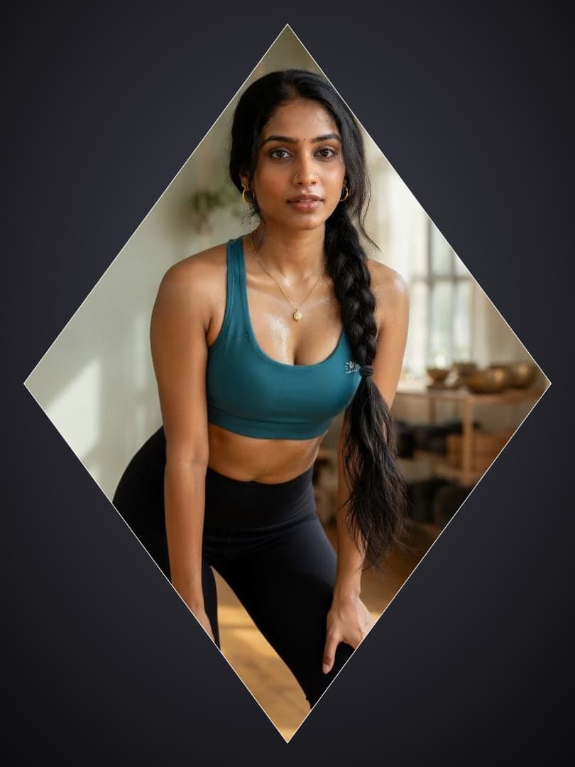 Athletic Indian model in studio portrait