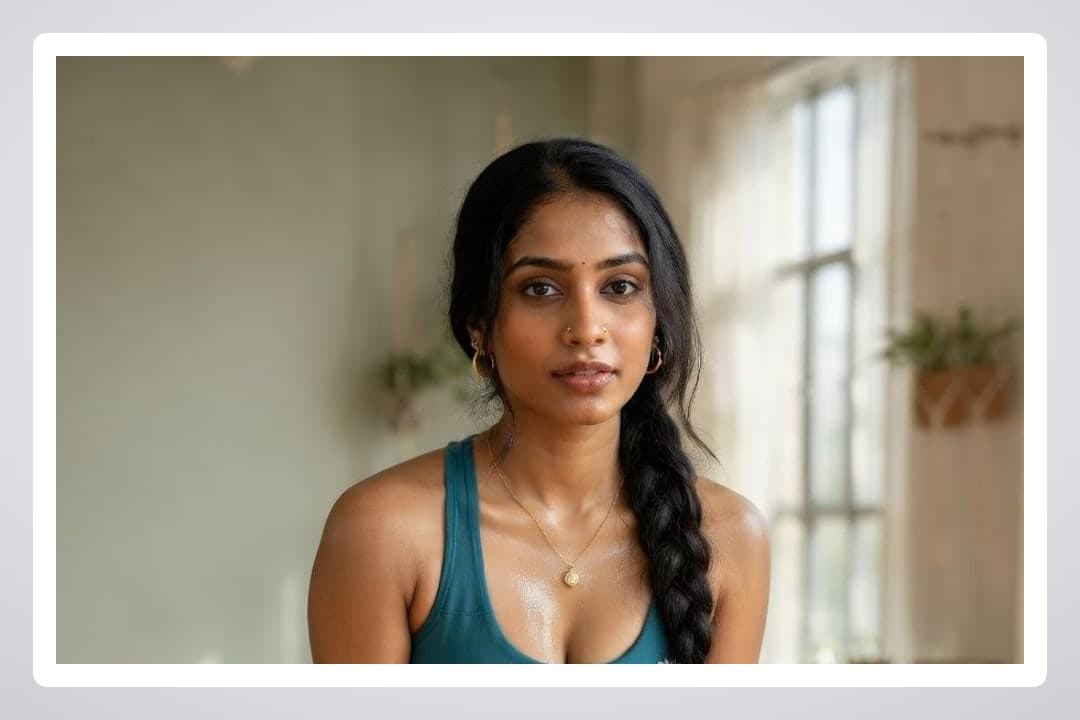Athletic cleavage in teal tank