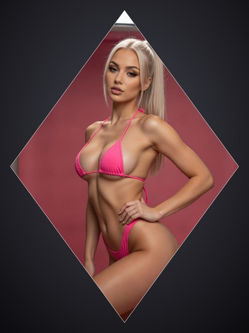 Full body pink micro bikini studio