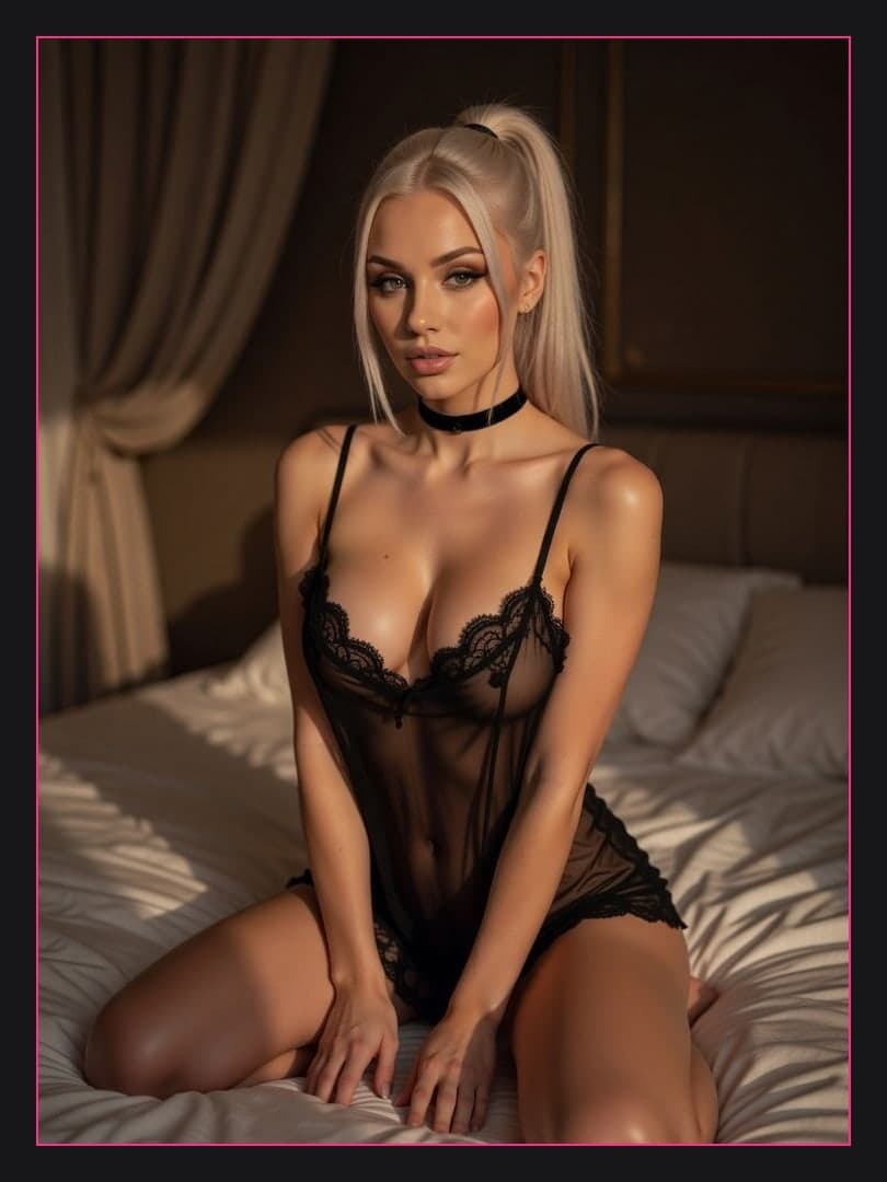 College girl on knees in lace