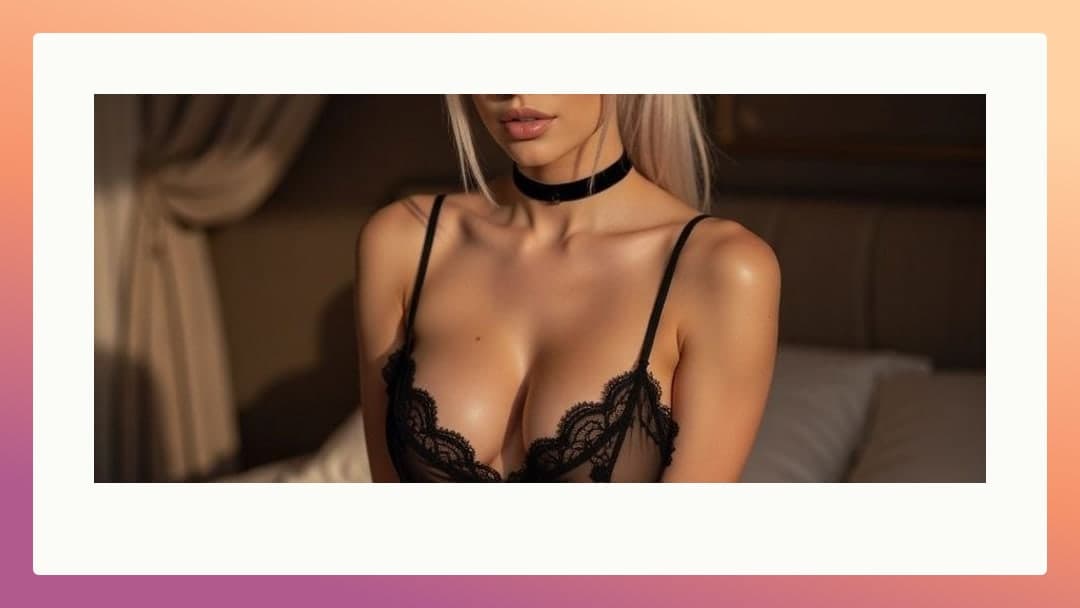 Busty platinum blonde lace cleavage