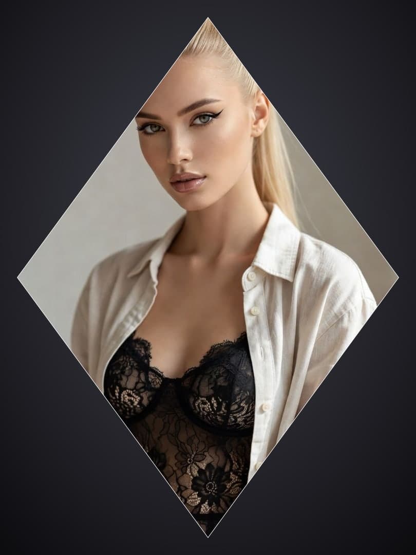 Platinum blonde open shirt portrait