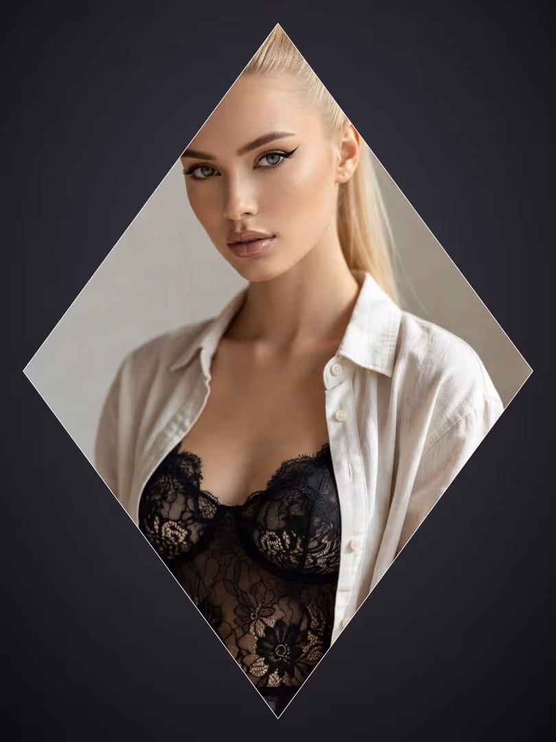 Platinum blonde open shirt portrait