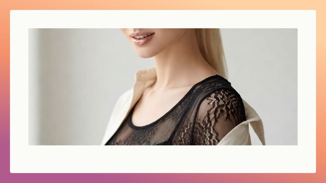 Platinum blonde cleavage in lace
