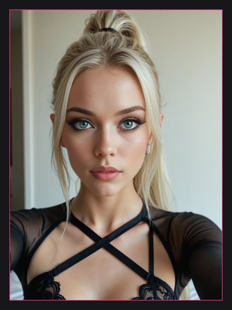 Blue eyed blonde close up selfie