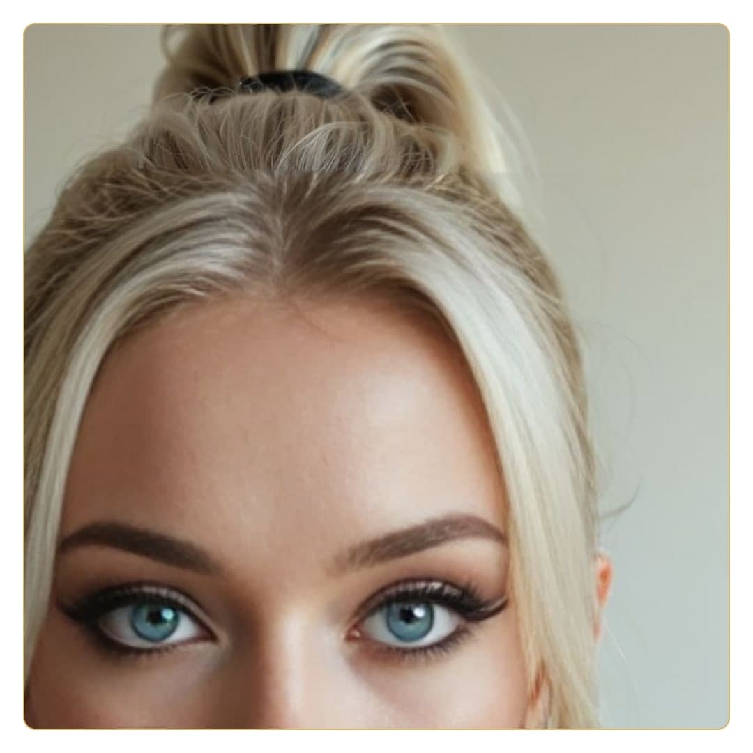 Platinum blonde blue eyes close-up