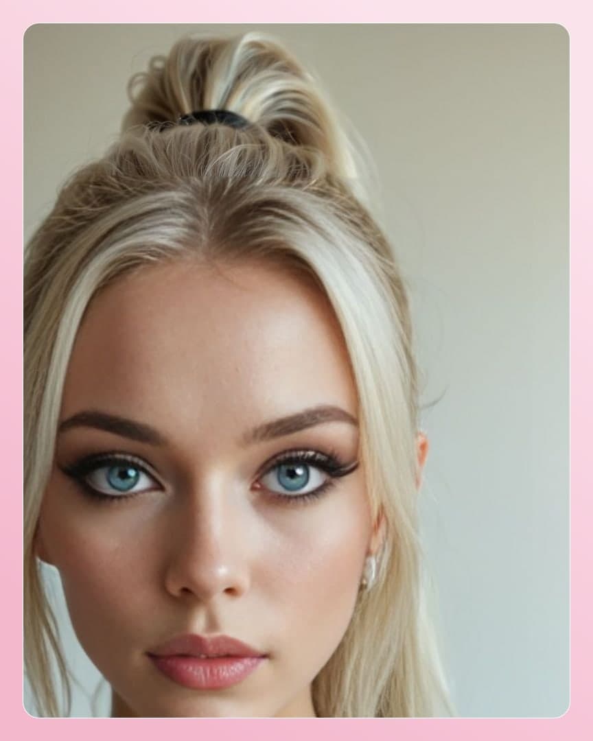 Slim athletic busty blonde portrait