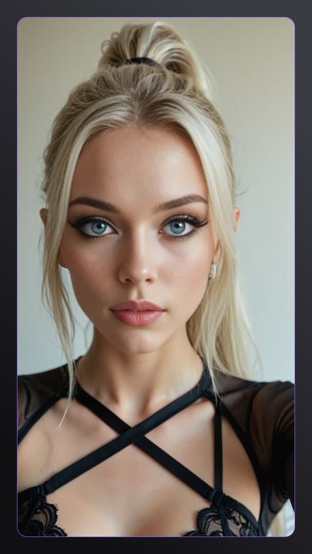 Blue eyed blonde close-up selfie