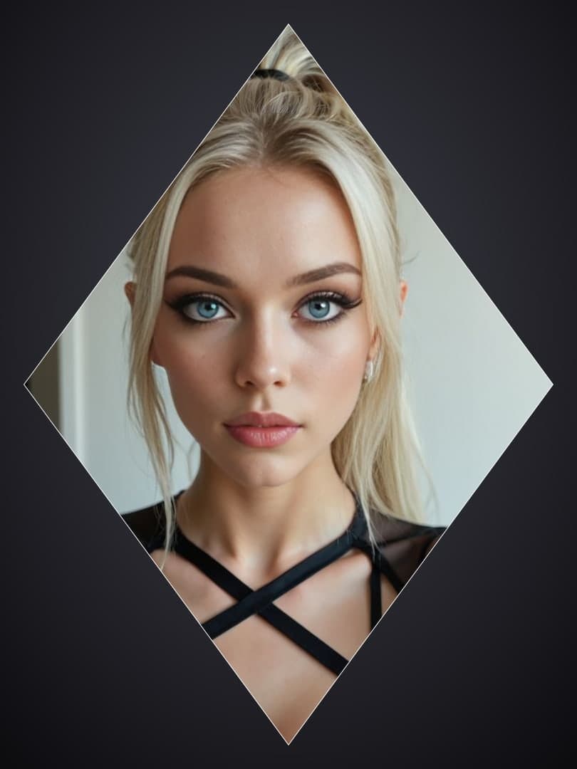 Blue eyed blonde close-up stare