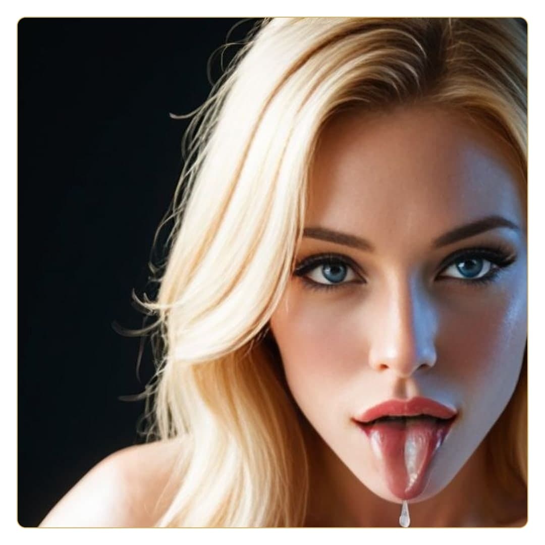 Cum on tongue close-up selfie