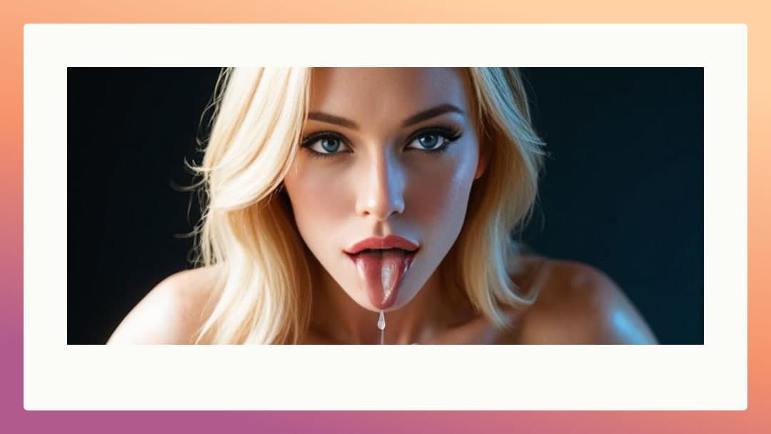Busty blonde cum on tongue