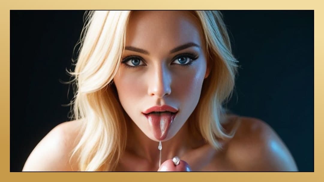 Topless POV cum on tongue