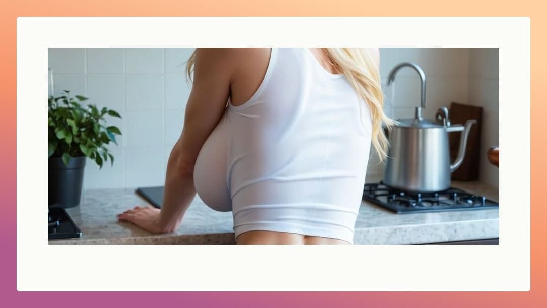 Long blonde hair kitchen counter