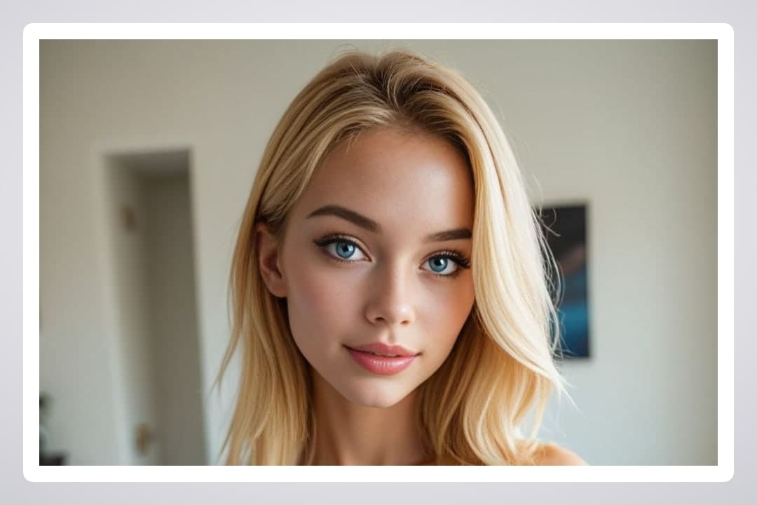 Platinum blonde blue eyes topless