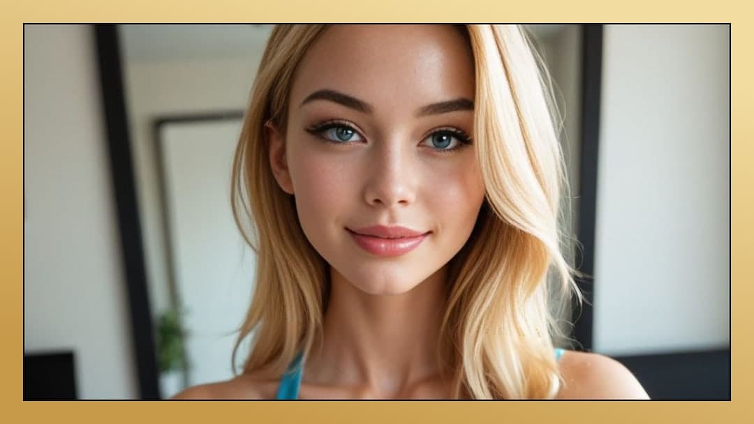 Young adult blonde selfie close-up