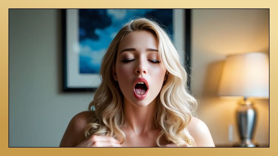 Busty blonde ahegao close-up