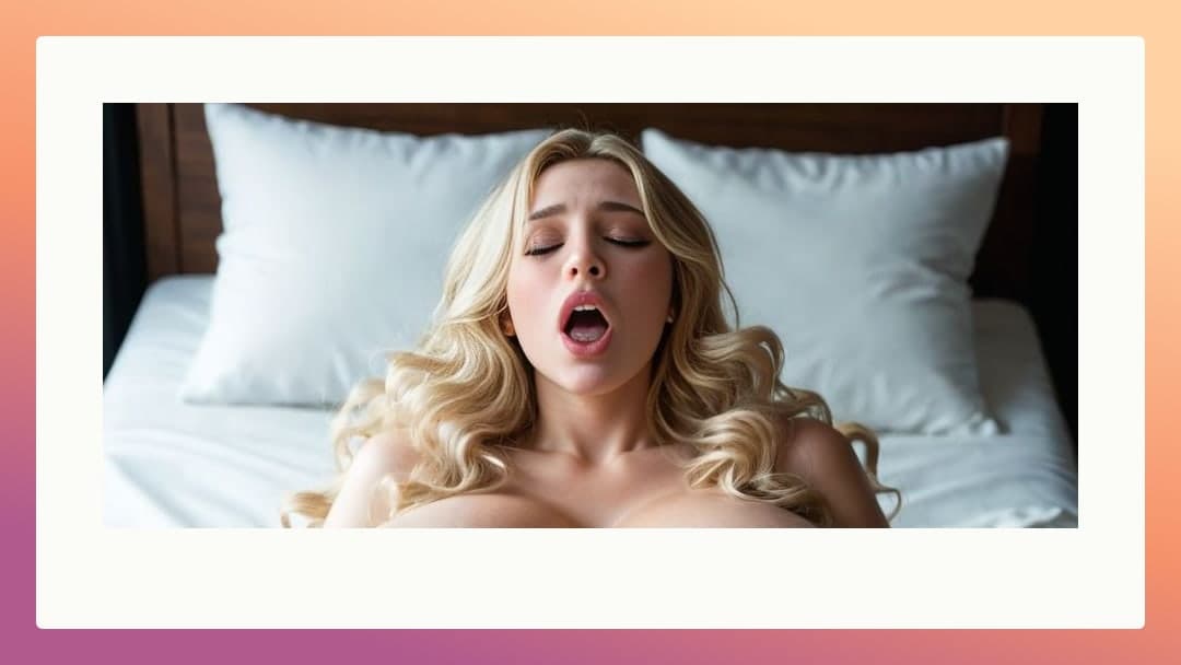 Long wavy blonde hair moan in bed