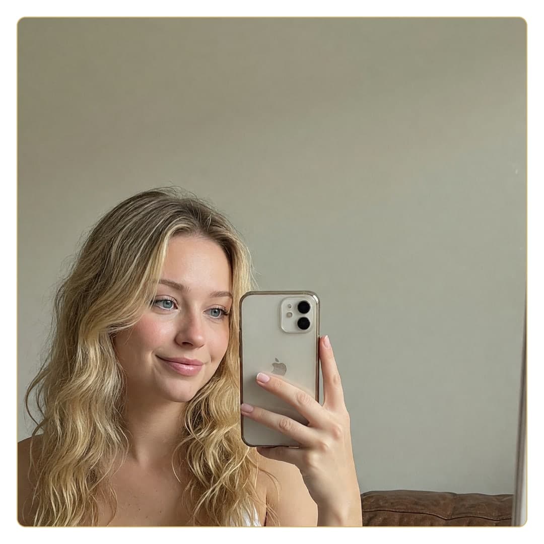 College blonde topless mirror selfie