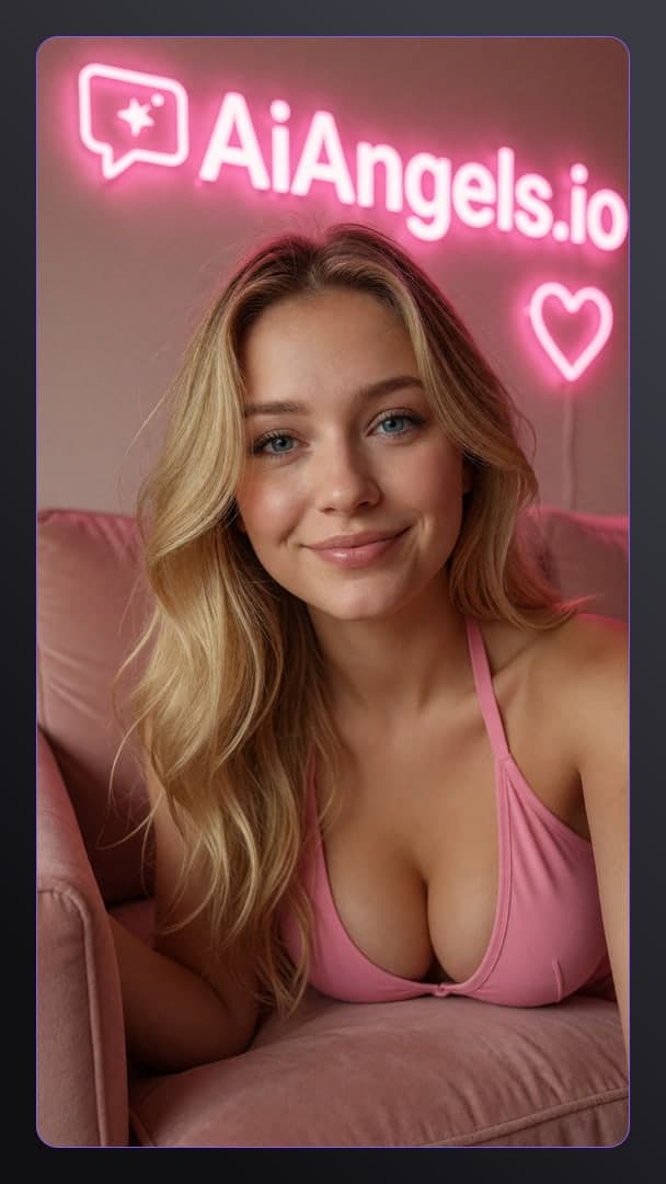 Pink crop top cleavage selfie
