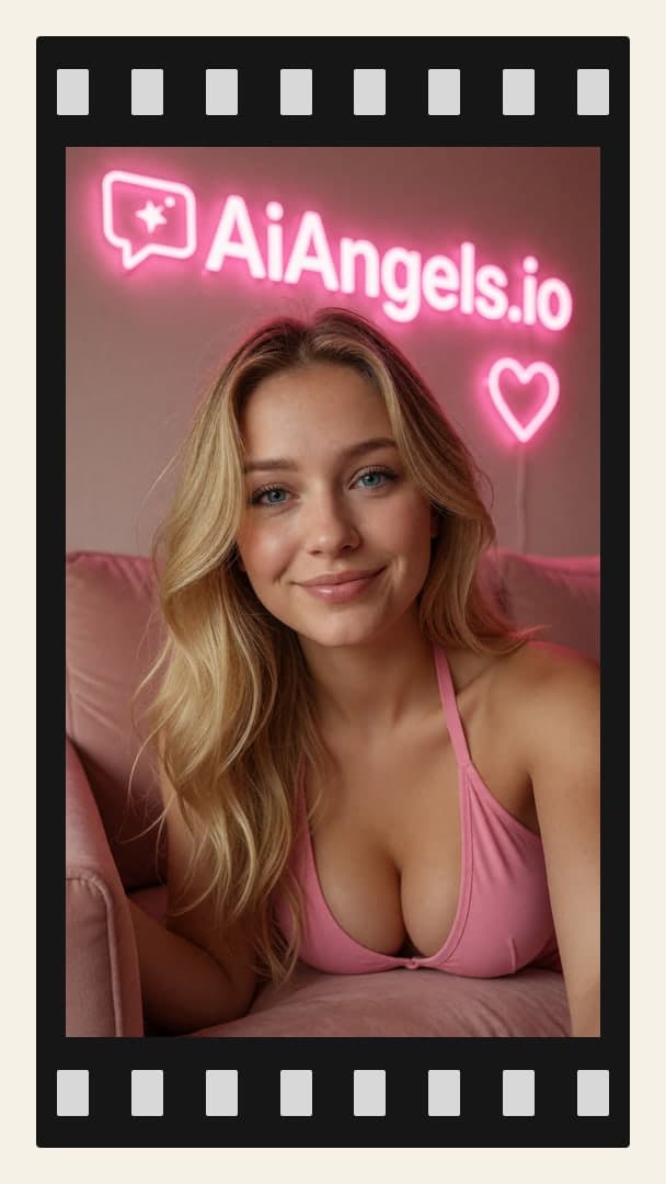 Blonde cleavage neon couch selfie