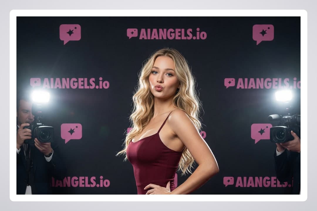 Blonde in maroon dress photoshoot