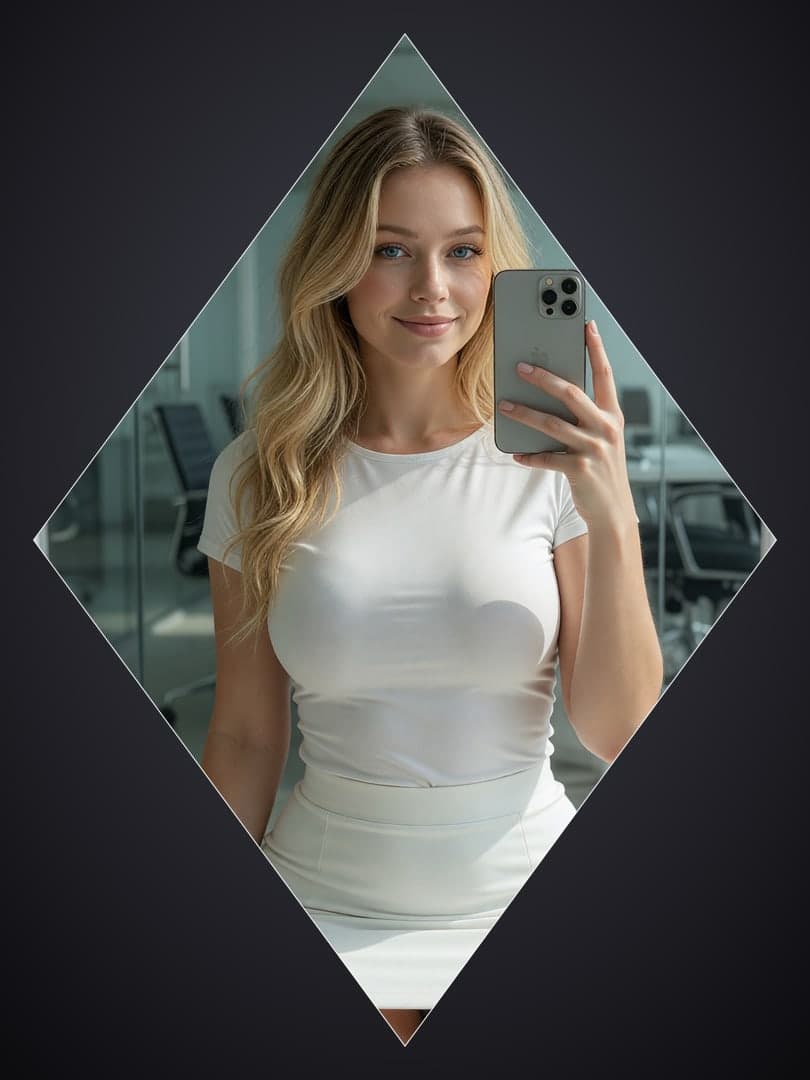Office mirror selfie white outfit