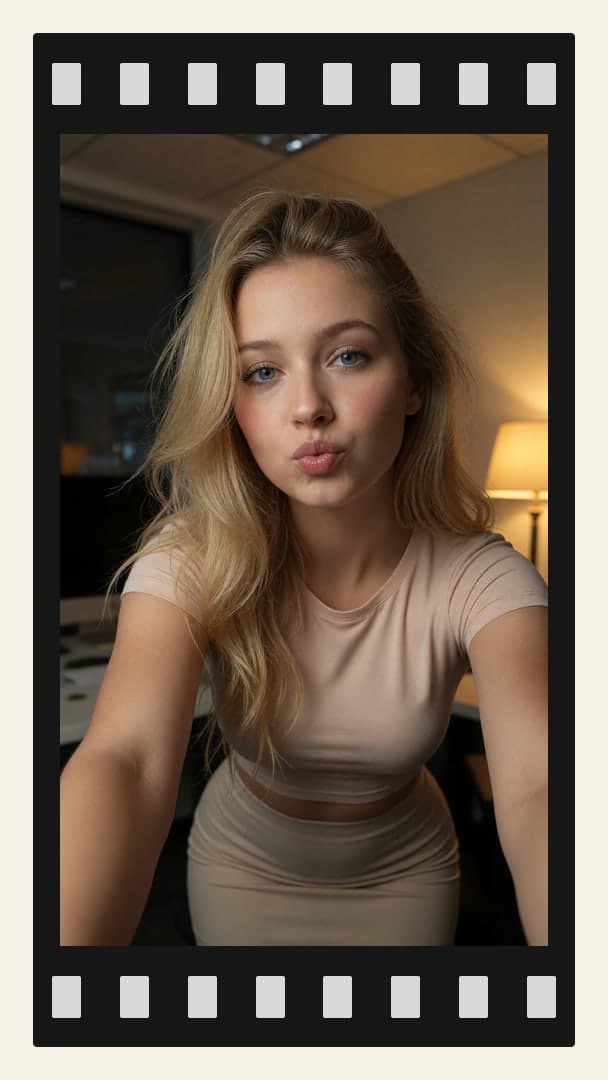 Young adult office selfie crop top