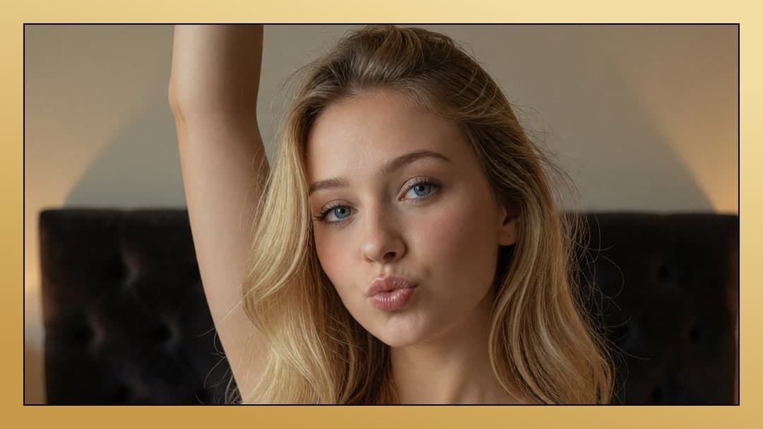 Blonde wavy hair kiss face