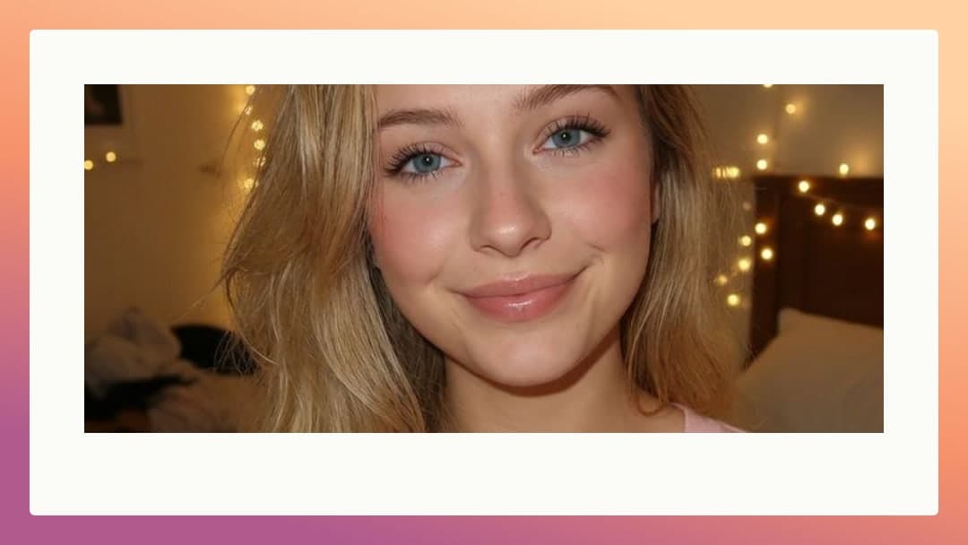 Young adult blonde bedroom selfie