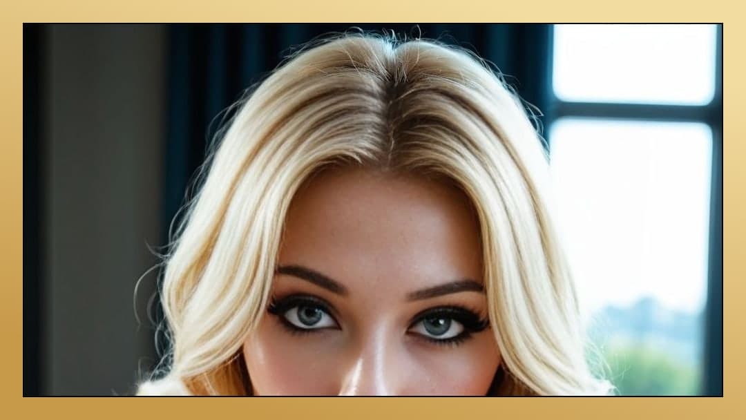 Bright indoor close-up seductive gaze
