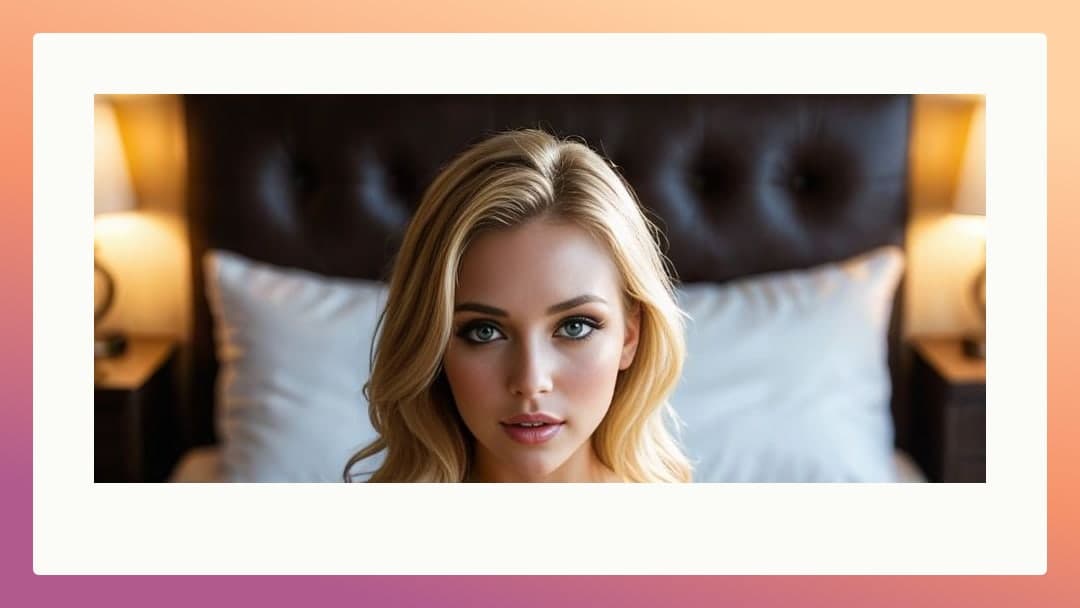 Topless blonde selfie in bed