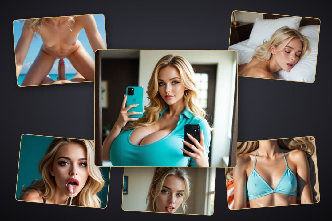 Mirror selfie turquoise shirt cleavage