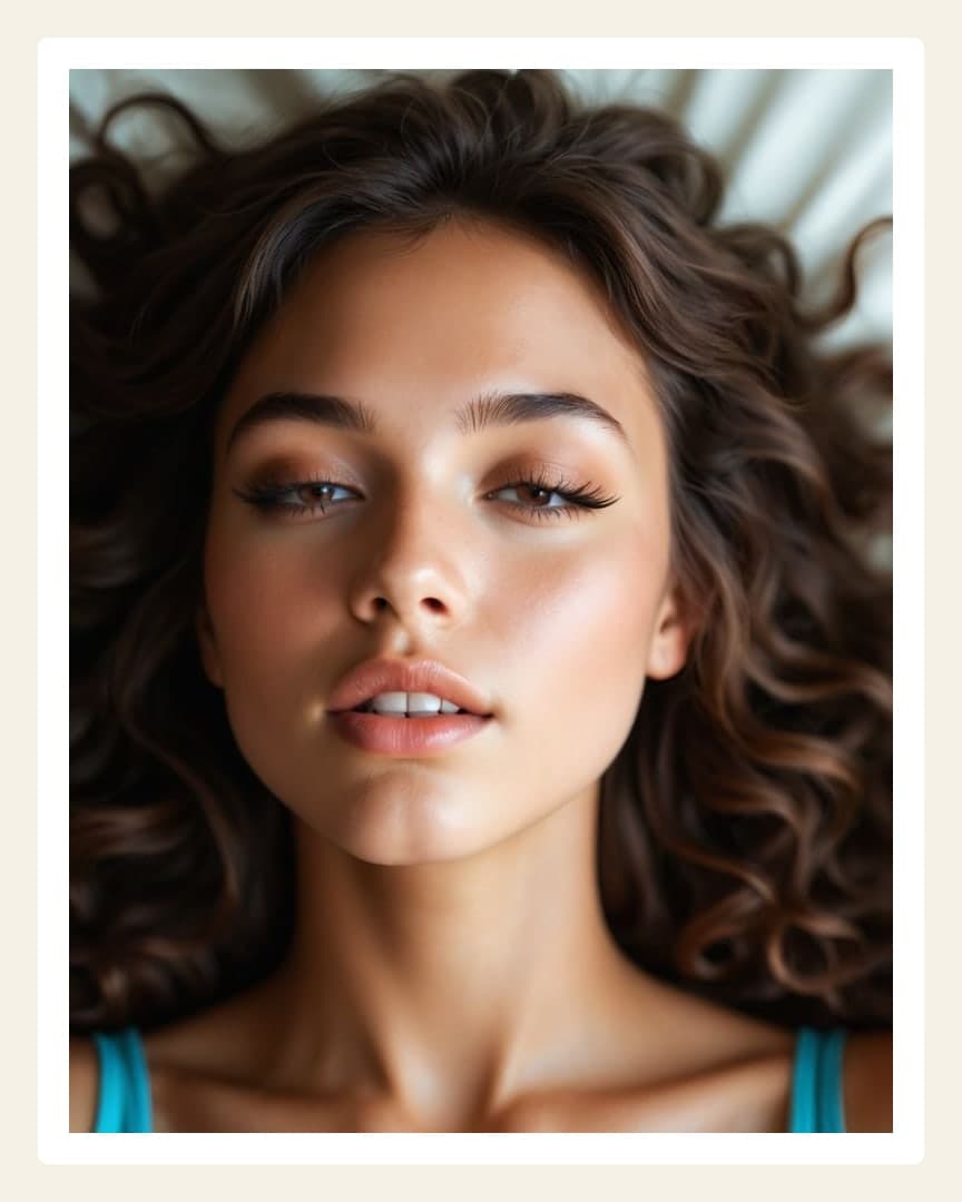 Young adult close-up on white sheets