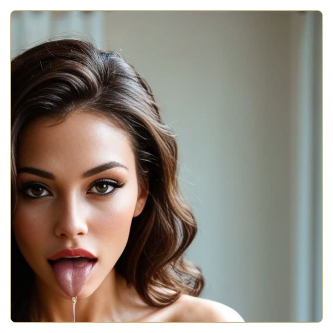 Tongue out close-up beauty shot