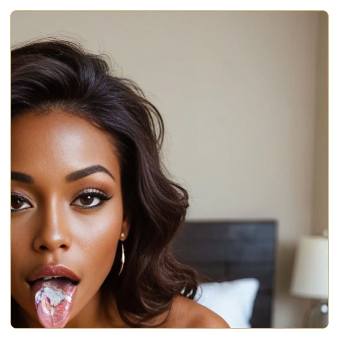 Cum on tongue close-up POV